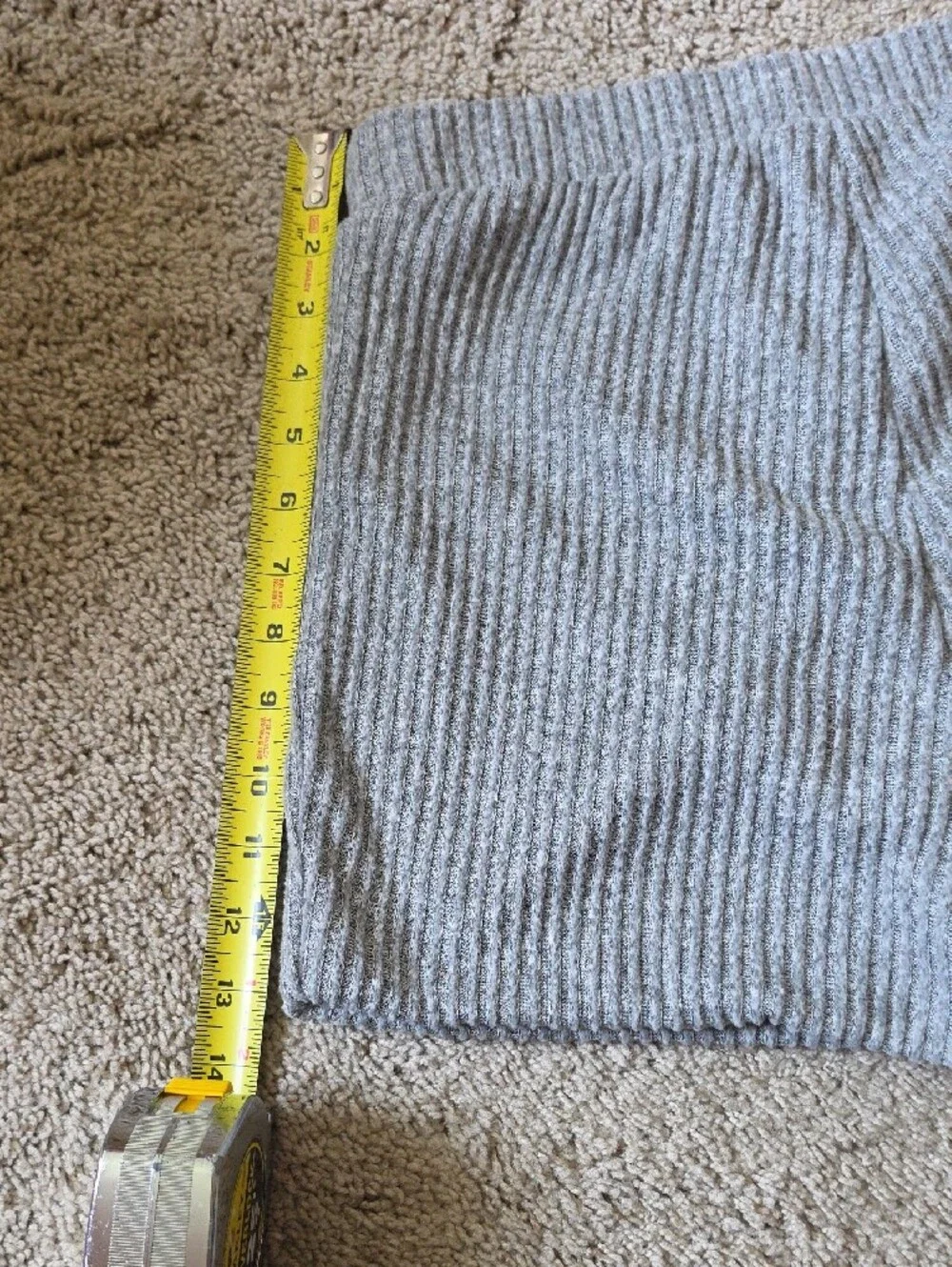 Brushed Ribbed High-Waist Knit Shorts in Light Gray